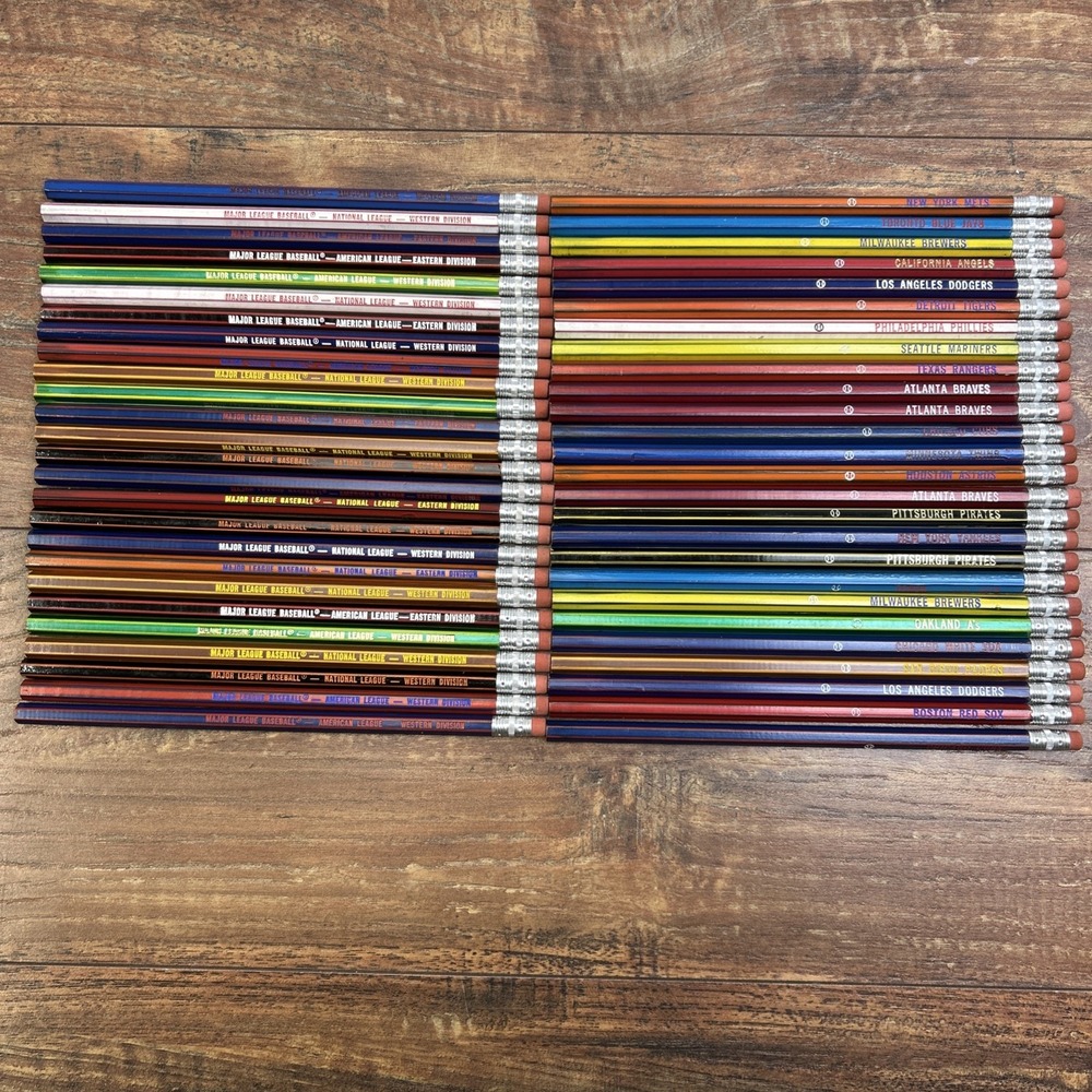 Lot of‎ 52 VTG 1970's MLB Baseball Striped No2 Pencil Teams East & West Division